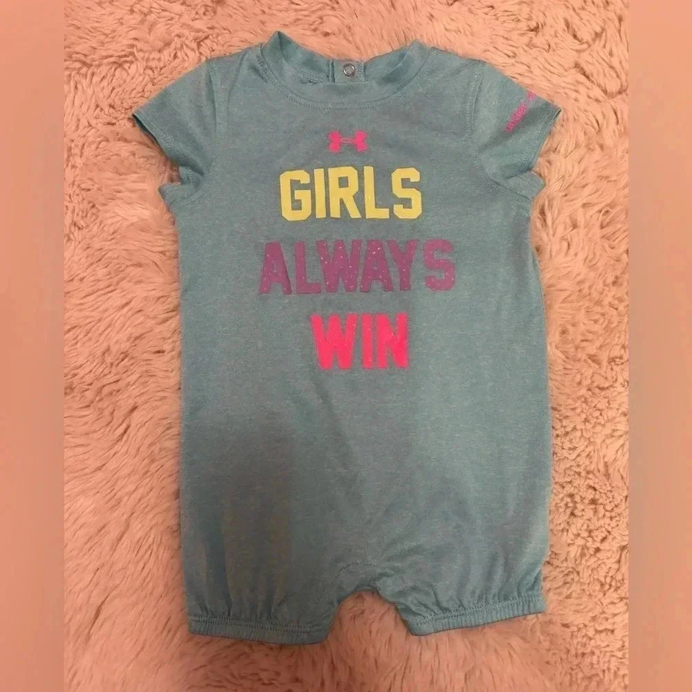 Under Armour heat gear teal short sleeve girls always win romper
